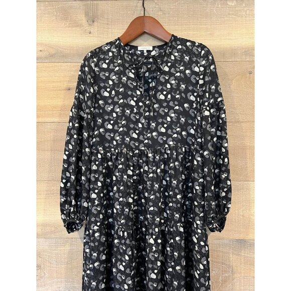 Lafayette 148 NY LIPE LEOPARD PRINT TIE NECK SILK MIDI DRESS SIZE XS - Picture 7 of 12